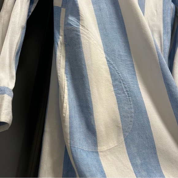 Tommy Bahama Women Linenblend Shirt Dress CoverUp Stripe Lagenlook Pockets Boho - Picture 6 of 8